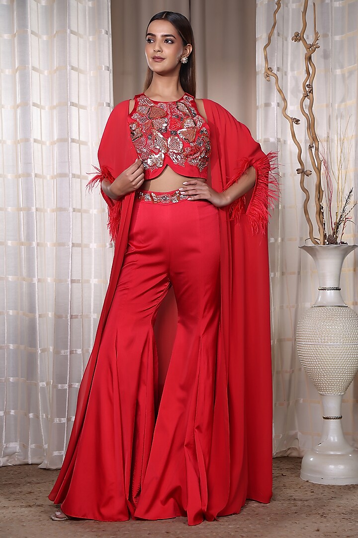 Red Bemberg Silk Gharara Set by KANIKA VERMA at Pernia's Pop Up Shop