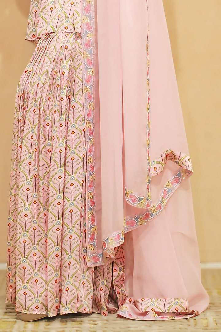Pink Modal Satin Pearl Work Gharara Set by KANIKA VERMA at Pernia's Pop Up Shop