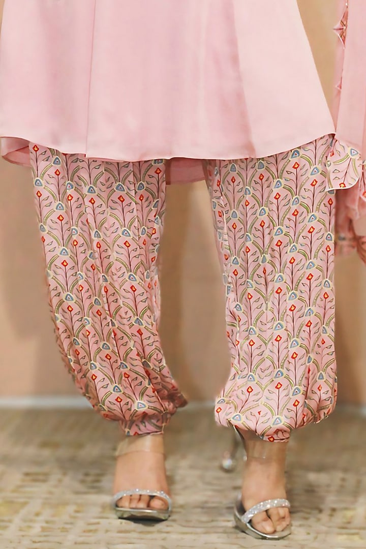 Pink Modal Satin Sequins Hand Embroidered Kurta Set by KANIKA VERMA at Pernia's Pop Up Shop