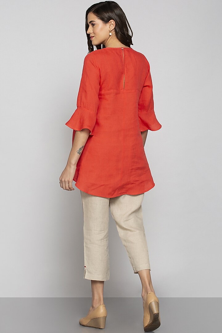 Orange Applique Embroidered Top by Kaveri at Pernia's Pop Up Shop