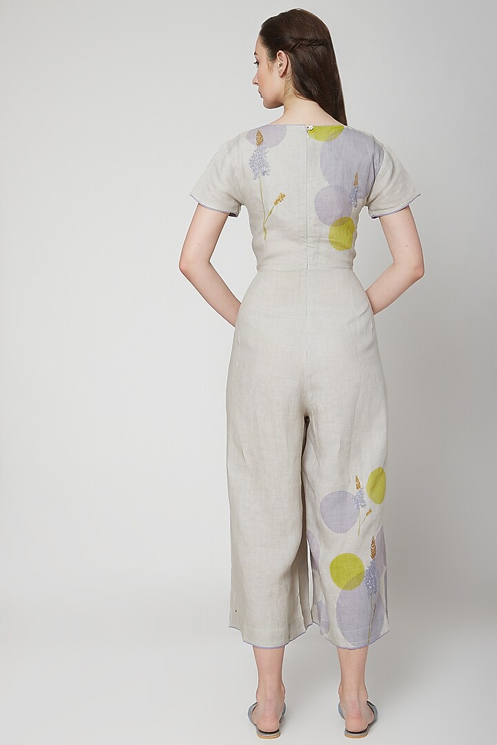 Hazel Cream Printed Jumpsuit by Kaveri at Pernia's Pop Up Shop