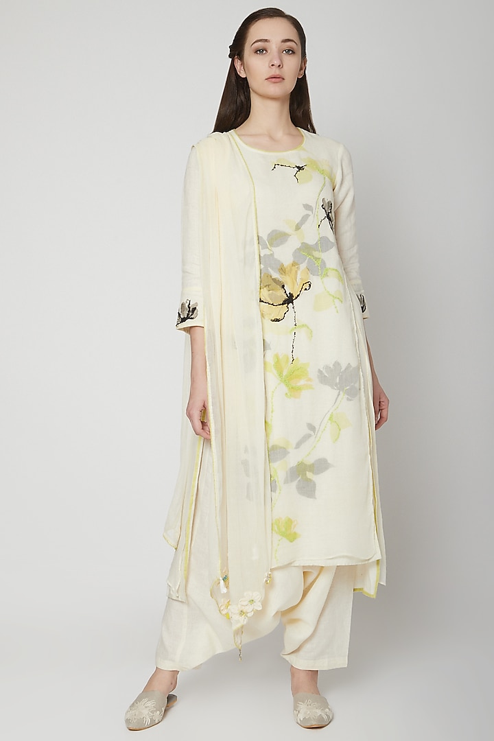 Off White Printed Tunic by Kaveri