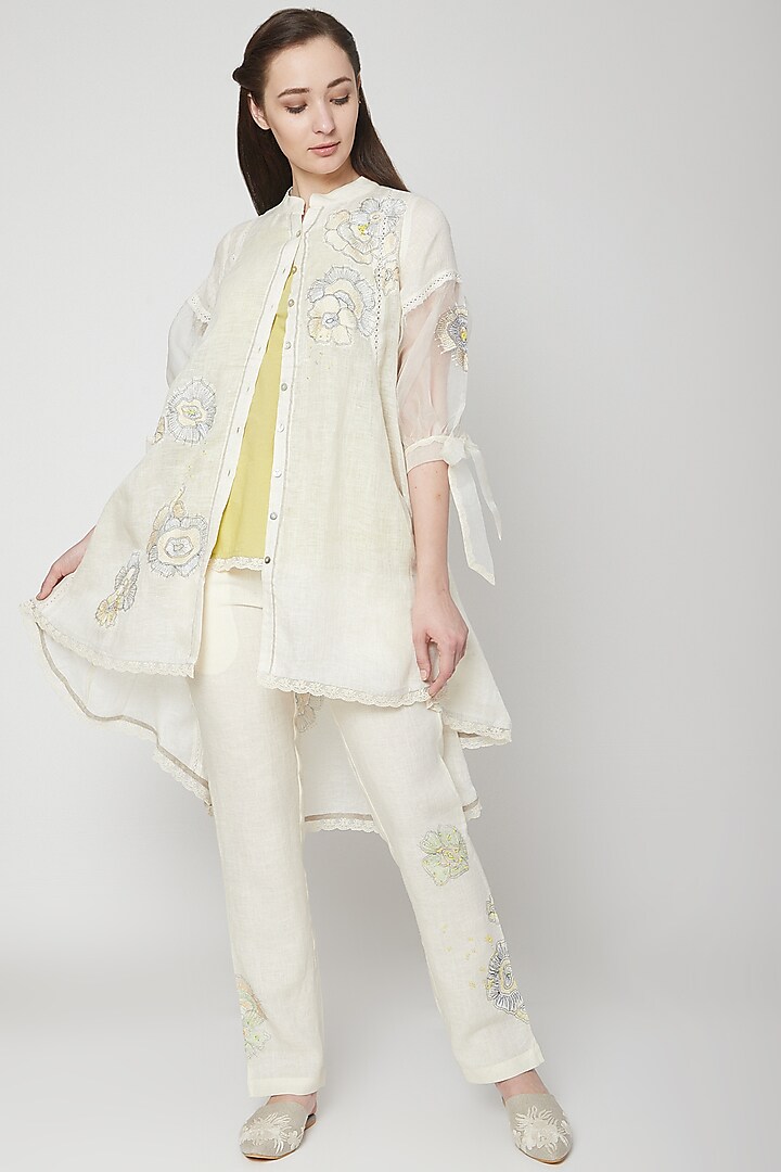 Off White Embroidered Top by Kaveri