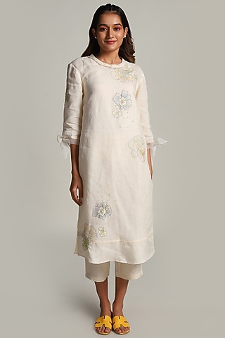 Off White Embroidered Tunic  by Kaveri