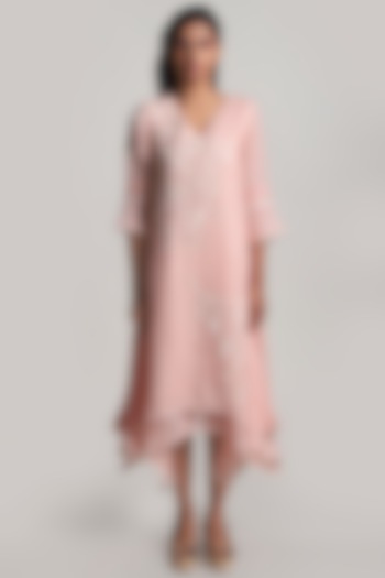 Pink Asymmetric Twirl Dress by Kaveri