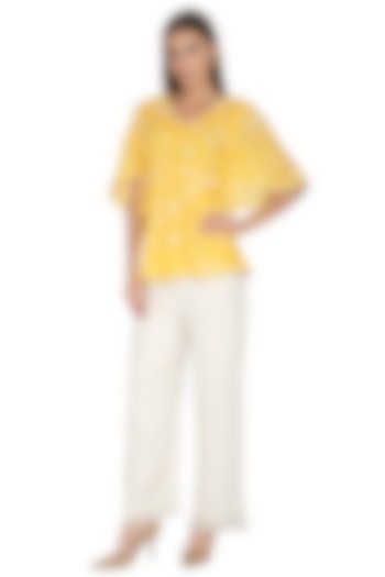 Yellow Floral Printed Top by Kaveri at Pernia's Pop Up Shop