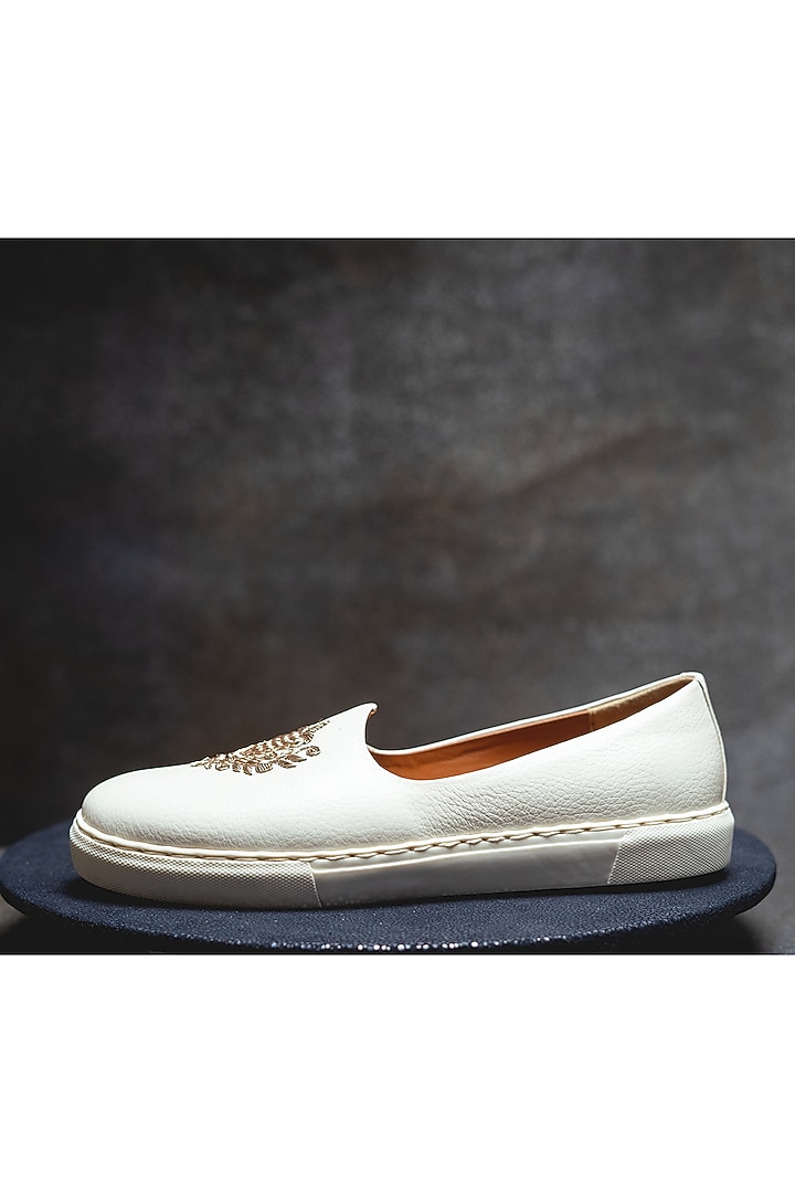 White Embroidered Sneakers by Kavith at Pernia's Pop Up Shop