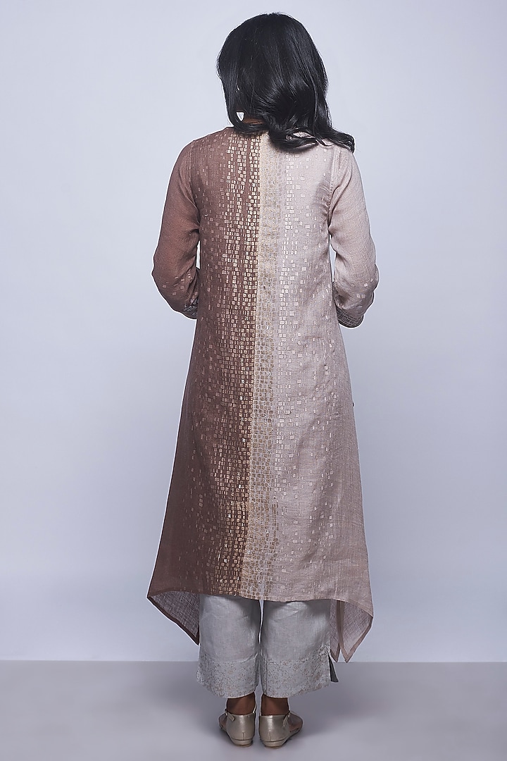 Brown & Beige Printed Embellished Tunic by Kaveri at Pernia's Pop Up Shop