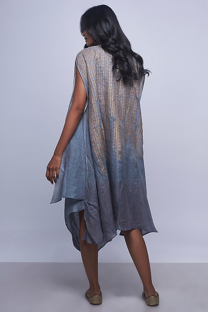 Greyish Blue Ombre Printed Summer Dress by Kaveri at Pernia's Pop Up Shop