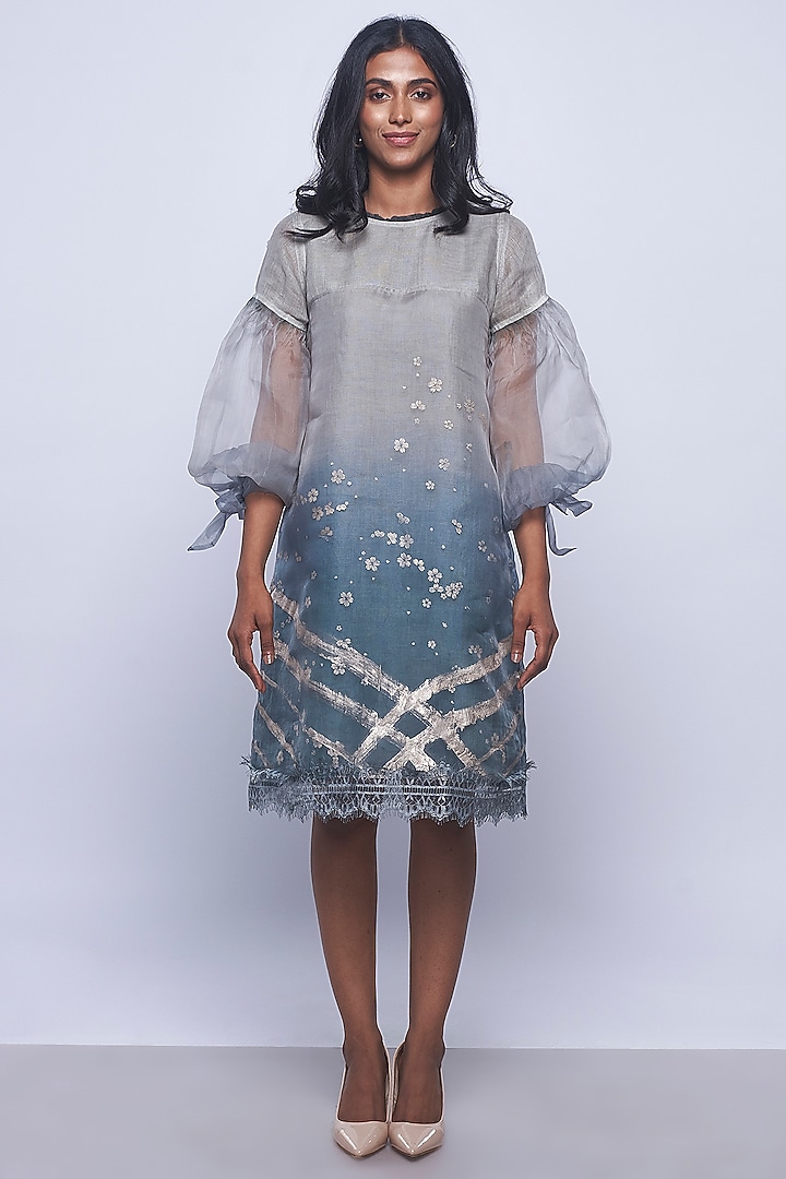 Greyish Blue Dip-Dyed Summer Dress by Kaveri at Pernia's Pop Up Shop