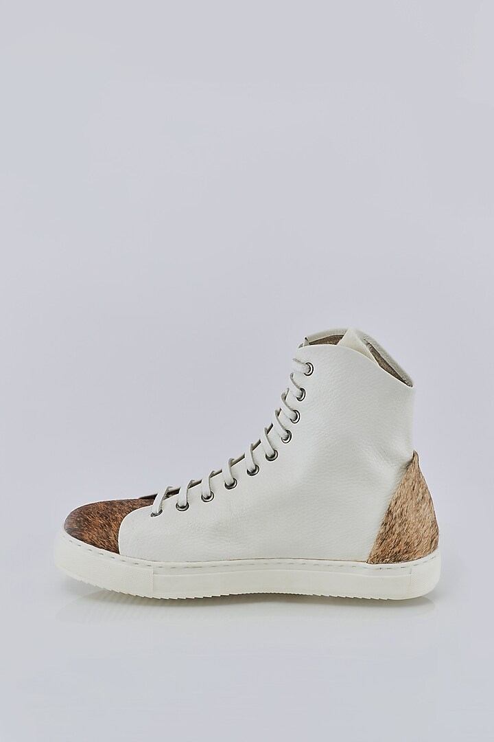 White Handcrafted Sneakers by Kavith at Pernia's Pop Up Shop