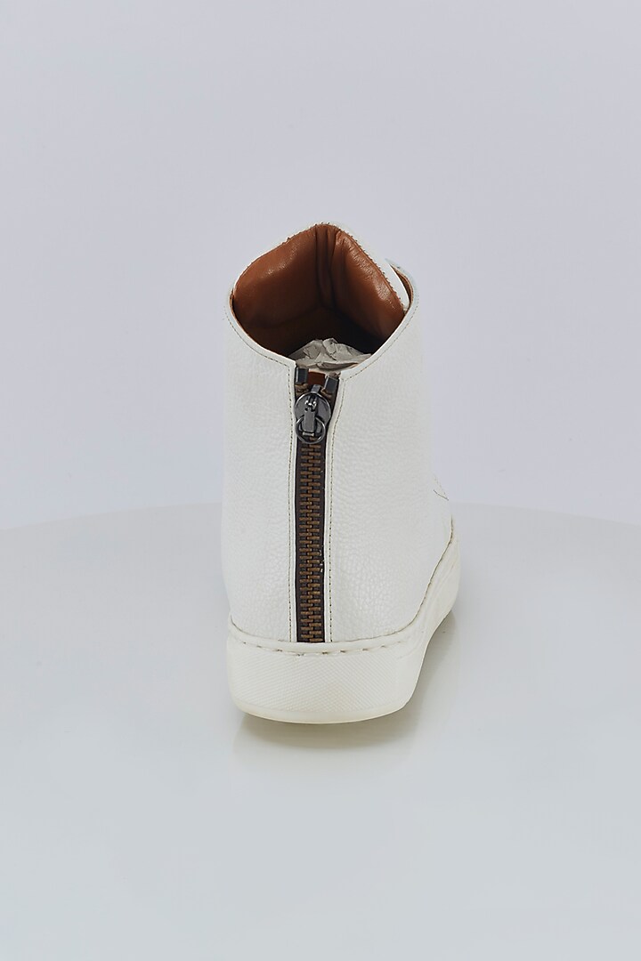 Pure White Leather Sneakers by Kavith at Pernia's Pop Up Shop
