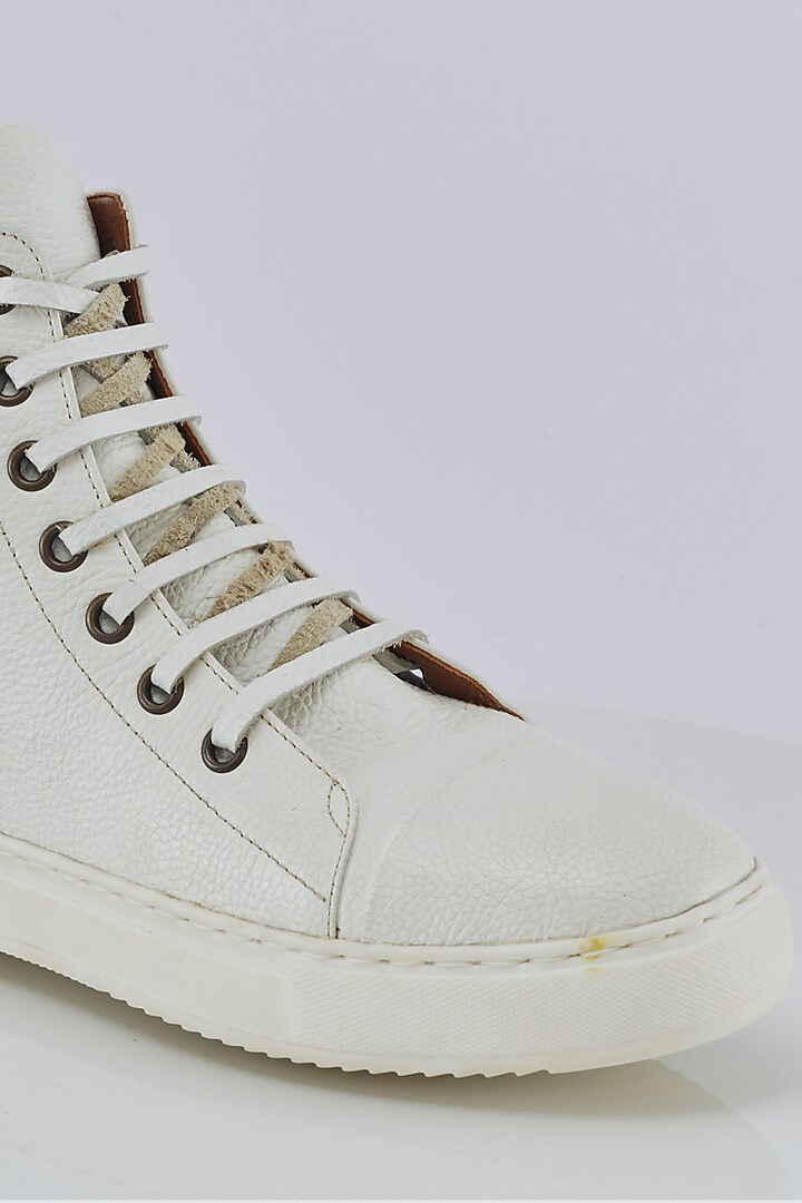 Pure White Leather Sneakers by Kavith at Pernia's Pop Up Shop