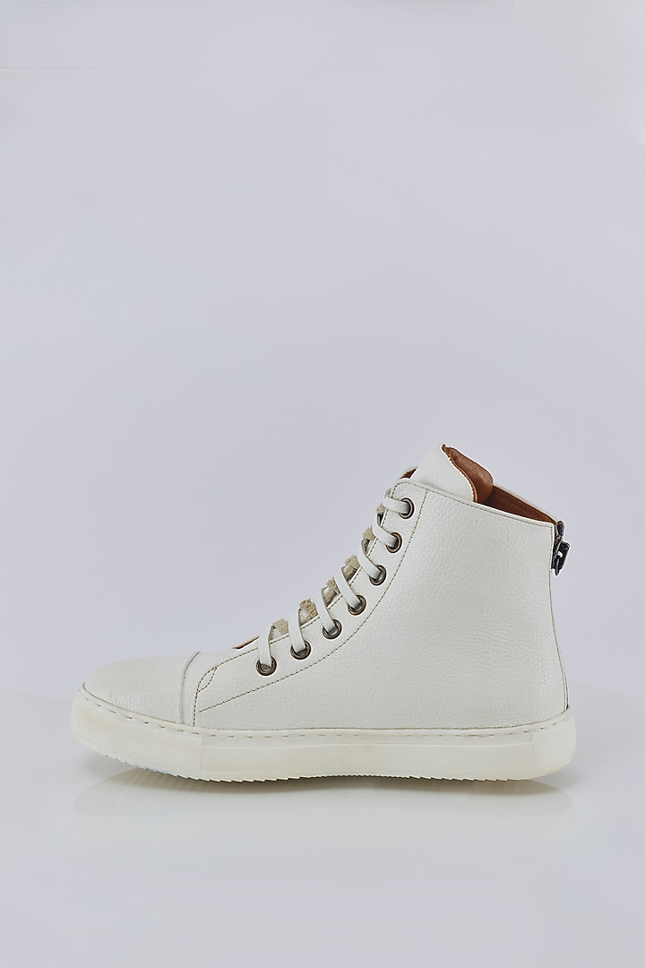 Pure White Leather Sneakers by Kavith at Pernia's Pop Up Shop