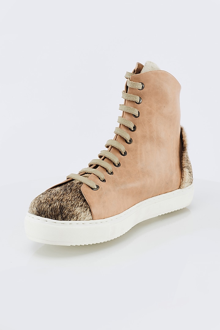 Rose Gold High Top Sneakers by Kavith