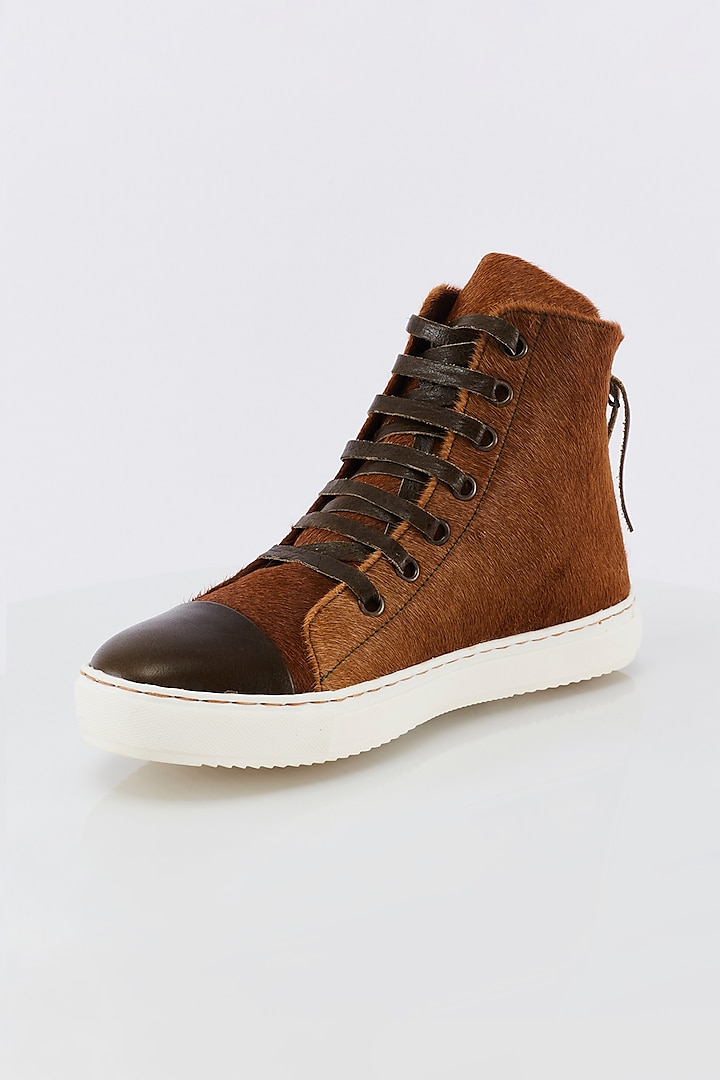 Tan High Top Sneakers by Kavith