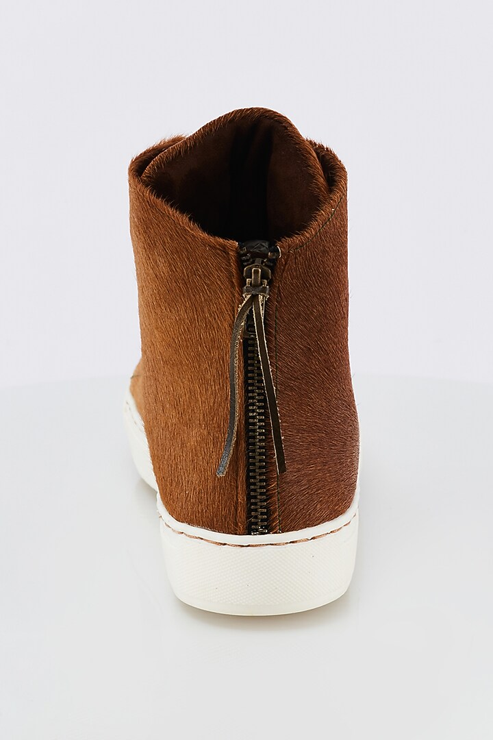 Tan High Top Sneakers by Kavith at Pernia's Pop Up Shop