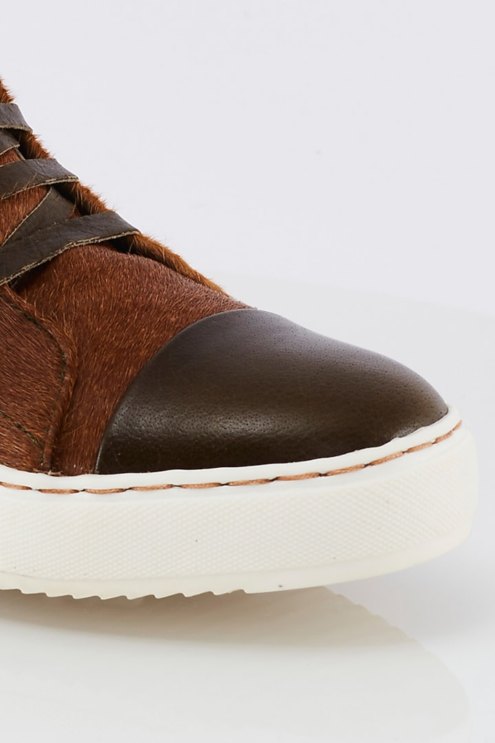 Tan High Top Sneakers by Kavith at Pernia's Pop Up Shop
