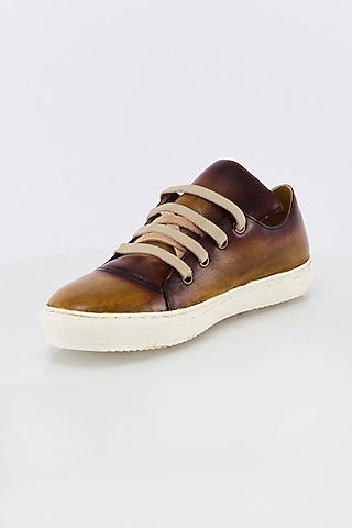 Mustard & Red Gradient Low Top Sneakers by Kavith