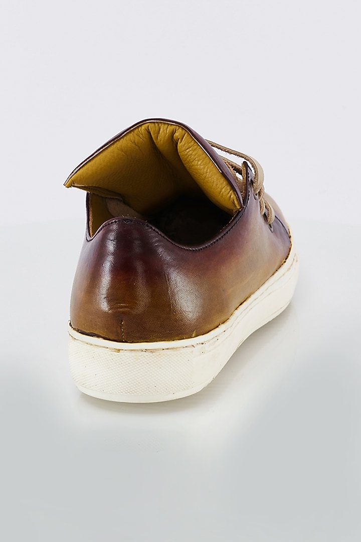 Mustard & Red Gradient Low Top Sneakers by Kavith at Pernia's Pop Up Shop