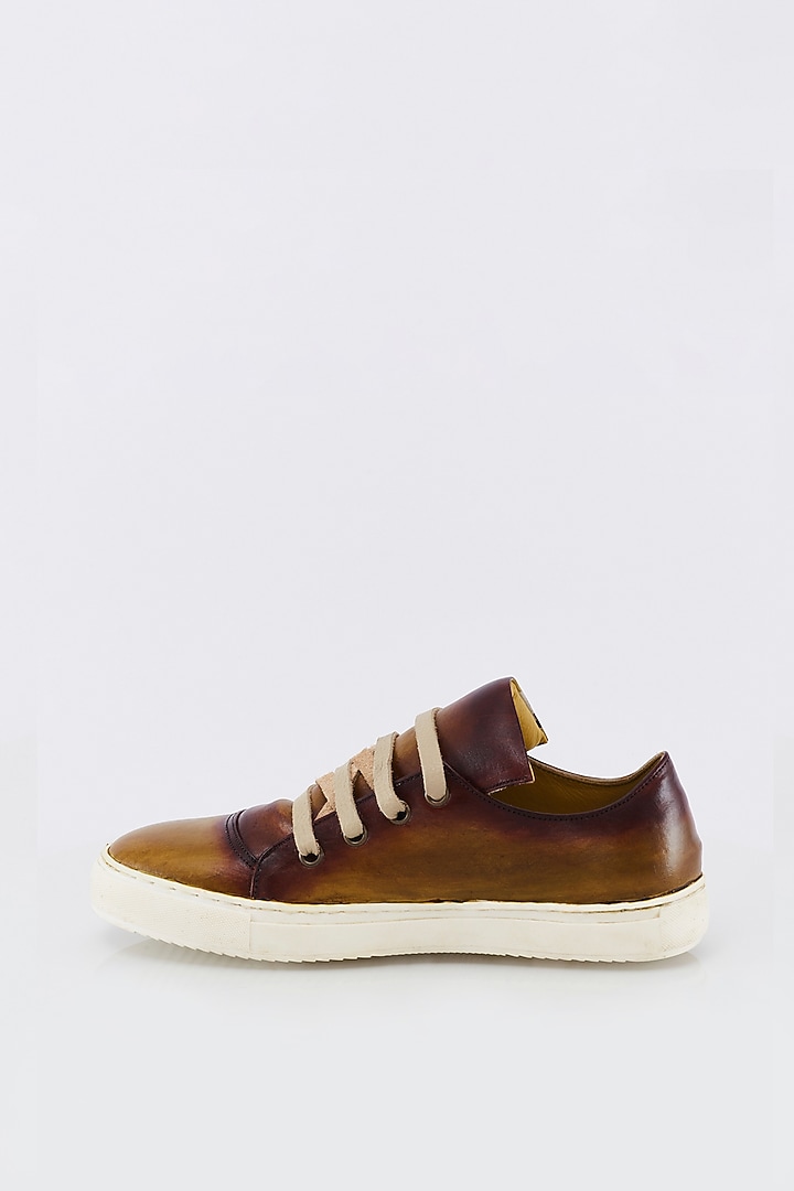 Mustard & Red Gradient Low Top Sneakers by Kavith at Pernia's Pop Up Shop