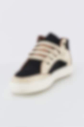 Off White & Black Calf Hair Sneakers by Kavith