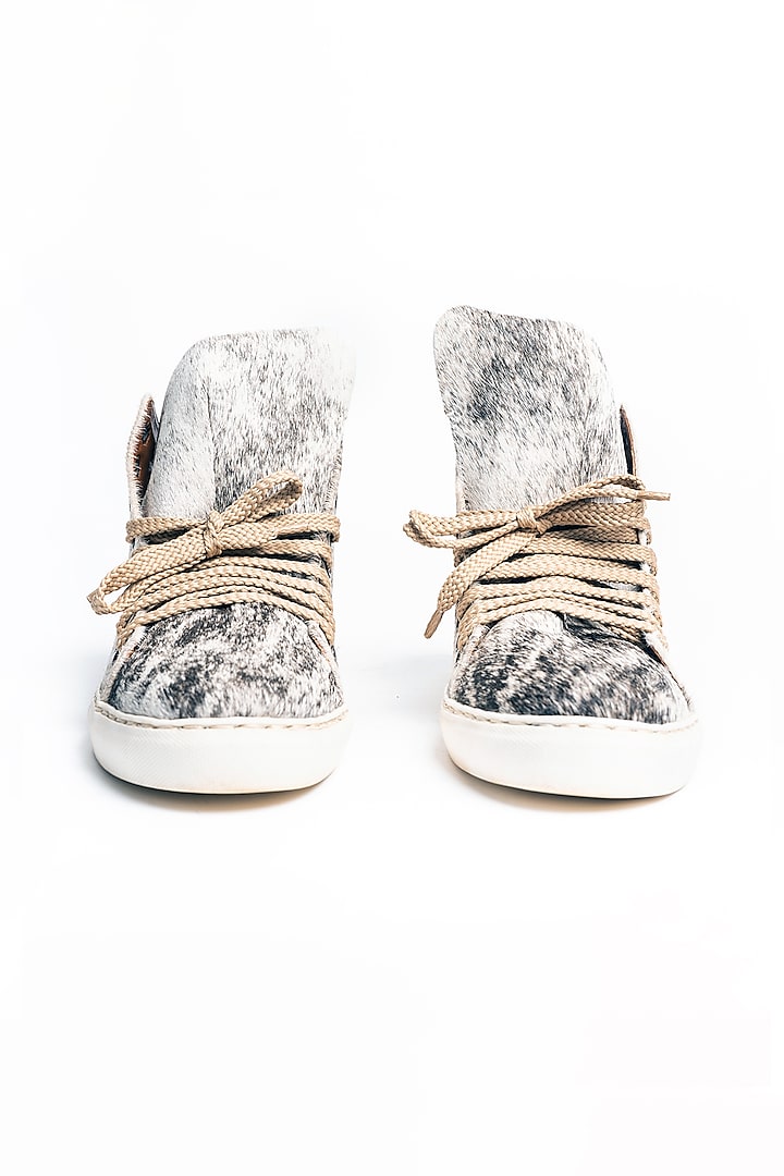 Off White Hair-On-Hide Sneakers by Kavith
