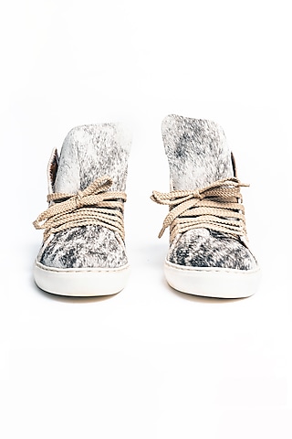 Off White Hair-On-Hide Sneakers by Kavith