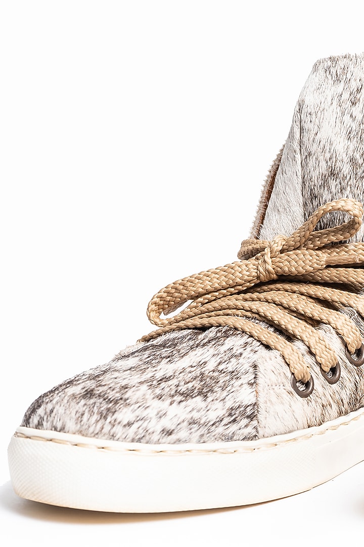Off White Hair-On-Hide Sneakers by Kavith at Pernia's Pop Up Shop