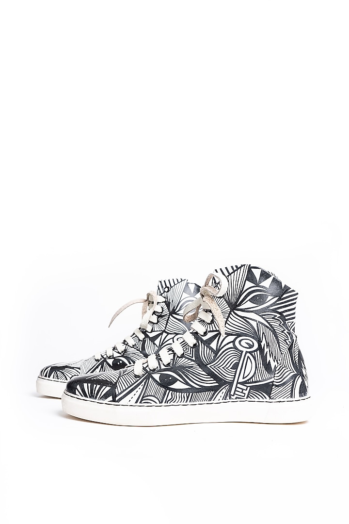 Black & White Printed Sneakers by Kavith at Pernia's Pop Up Shop