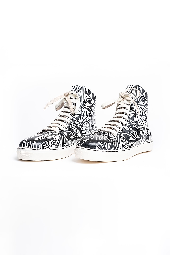 Black & White Printed Sneakers by Kavith at Pernia's Pop Up Shop