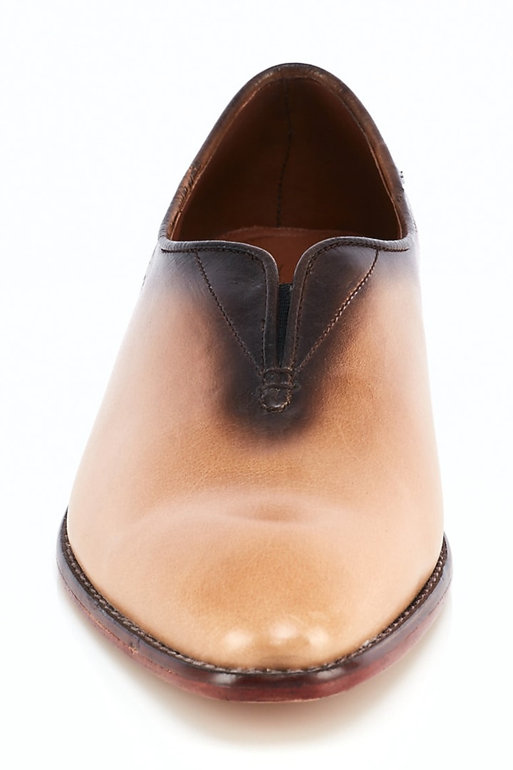 Tan Leather Formal Shoes by Kavith at Pernia's Pop Up Shop