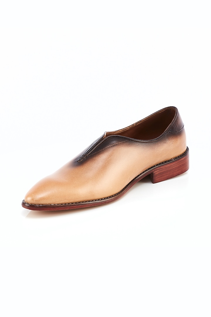 Tan Leather Formal Shoes by Kavith at Pernia's Pop Up Shop