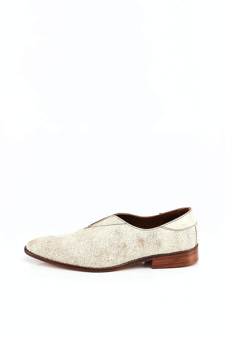 White Distressed Formal Shoes by Kavith