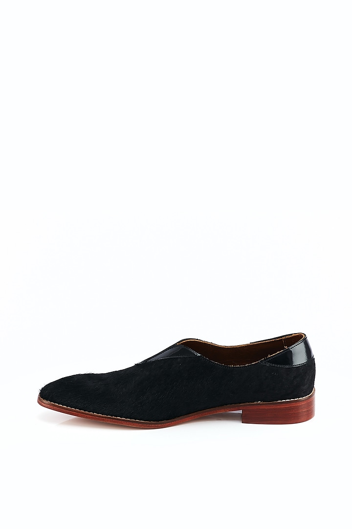 Black Hair-On-Leather Formal Shoes by Kavith