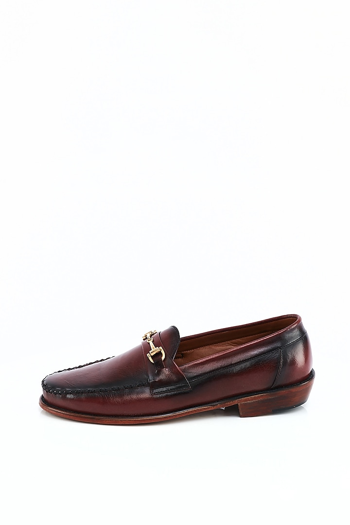 Bordeaux Leather Loafers by Kavith