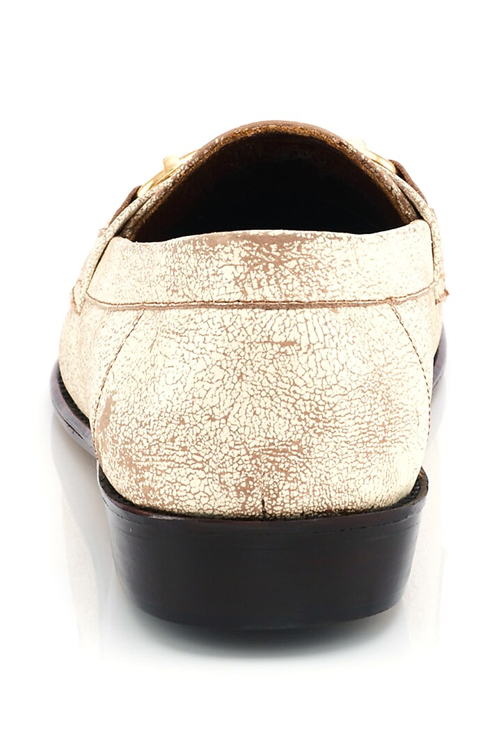 White Distressed & Hand-Stitched Loafers by Kavith at Pernia's Pop Up Shop