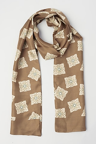 Hayward Brown Twill Silk Scarf by KAYSTLE