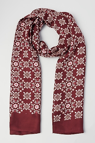 Sangria Motif Twill Silk Scarf by KAYSTLE