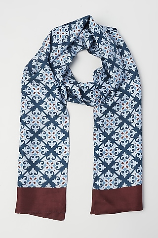 Azure Blue Twill Silk Scarf by KAYSTLE