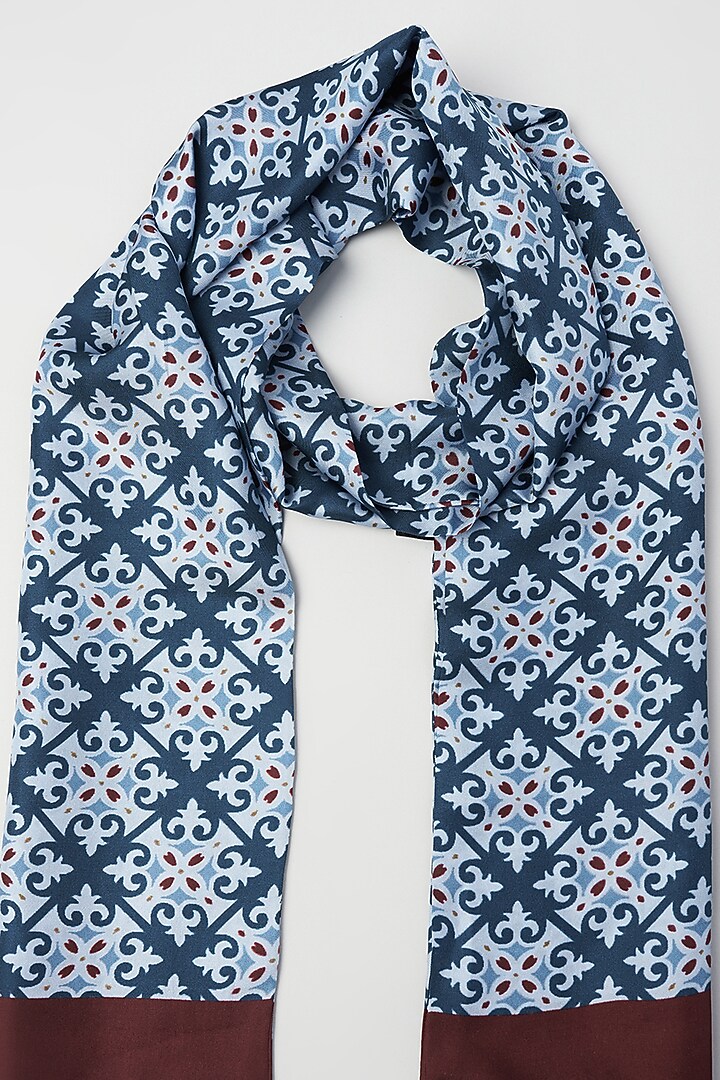 Azure Blue Twill Silk Scarf by KAYSTLE at Pernia's Pop Up Shop