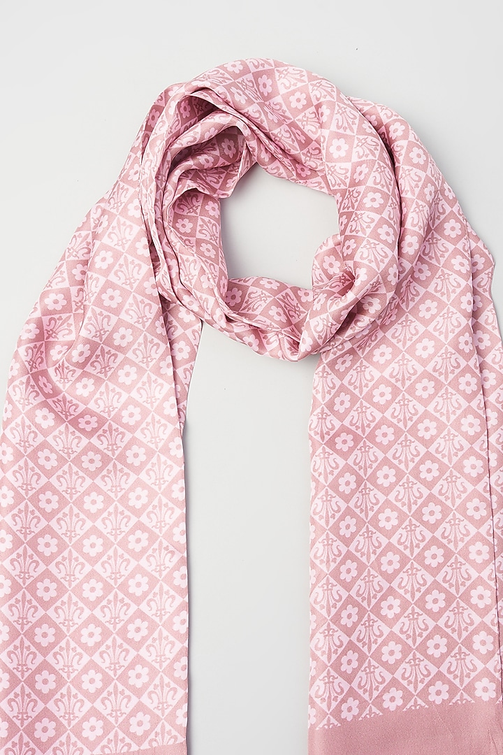 Pink Twill Silk Checkered Scarf by KAYSTLE at Pernia's Pop Up Shop