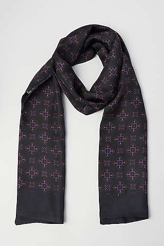 Eerie Black Twill Silk Scarf by KAYSTLE
