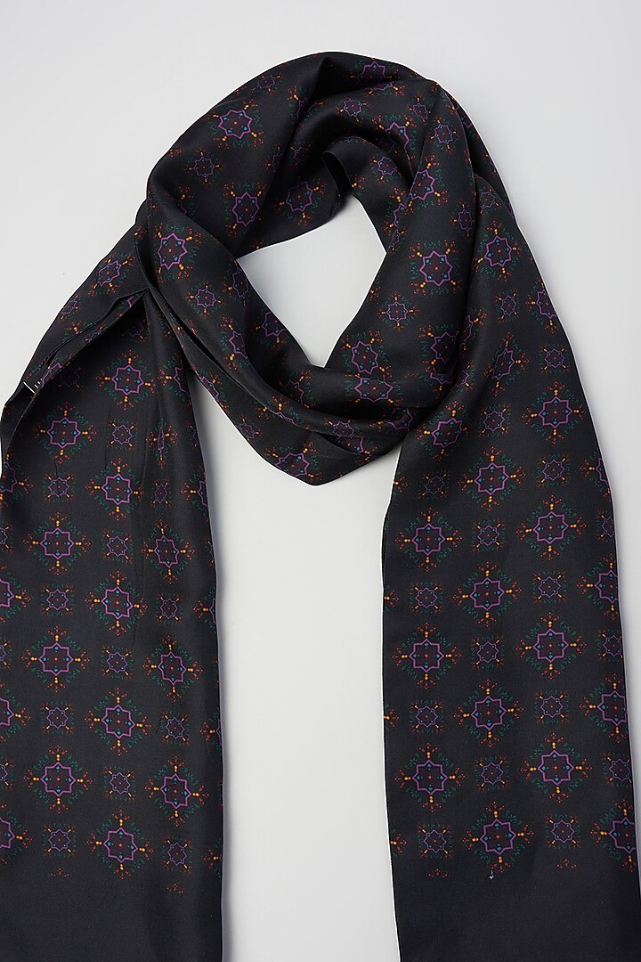 Eerie Black Twill Silk Scarf by KAYSTLE at Pernia's Pop Up Shop