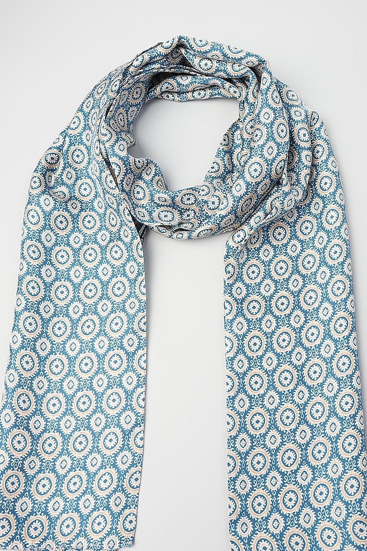 Cyan Ring Twill Silk Scarf by KAYSTLE at Pernia's Pop Up Shop