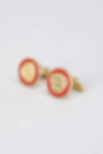 Red & Gold Brass Handcrafted Cufflinks by KAYSTLE at Pernia's Pop Up Shop