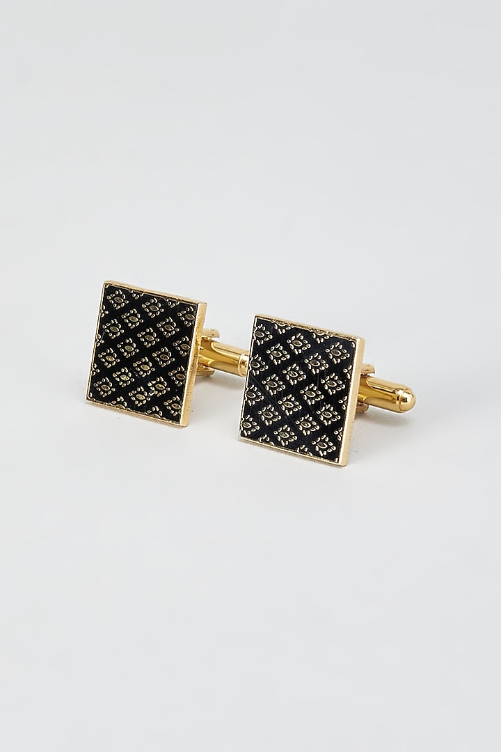 Black & Gold Brass Handcrafted Cufflinks by KAYSTLE