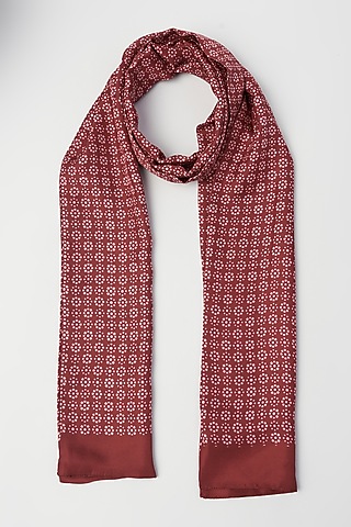 Burgundy Twill Silk Scarf by KAYSTLE