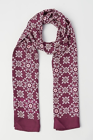 Orchid Motif Twill Silk Scarf by KAYSTLE