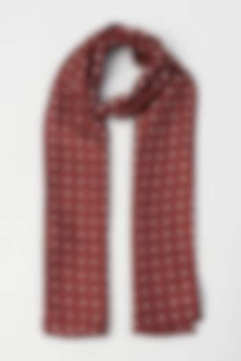 Cherry Red Twill Silk Polka Dot Scarf by KAYSTLE